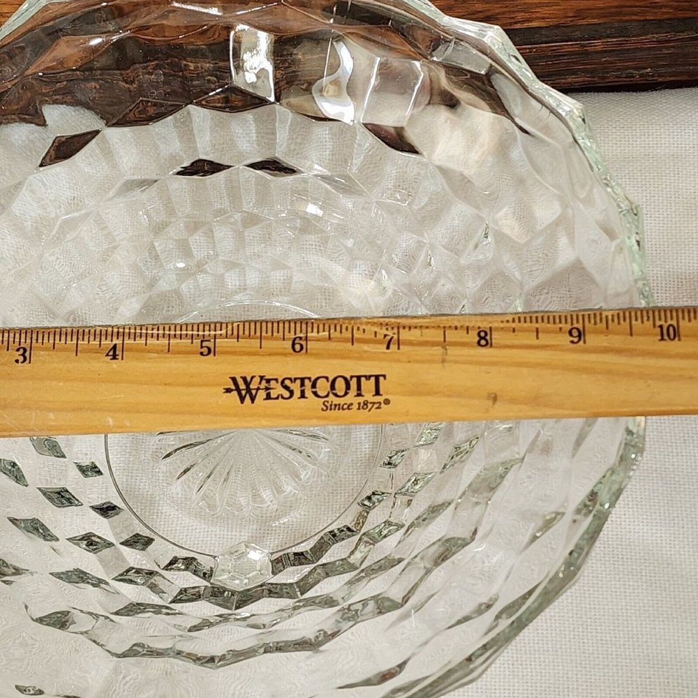 Colony Whitehall Clear Footed Bowl 10" cube cubist glass midcentury vintage - Picture 12 of 13